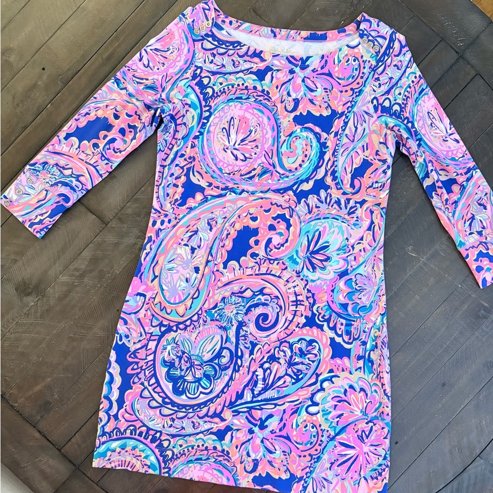 Lilly Pulitzer Pink & Blue Paisley Shift Dress – Size Medium
